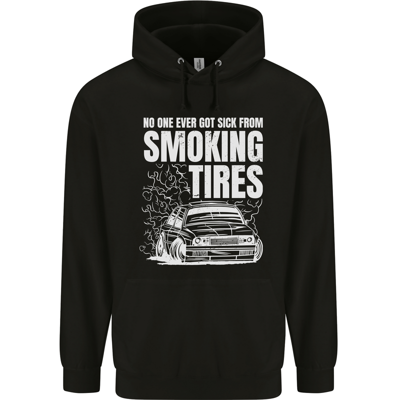 Burning Tires Car Drifting Childrens Kids Hoodie Black