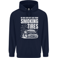 Burning Tires Car Drifting Childrens Kids Hoodie Navy Blue