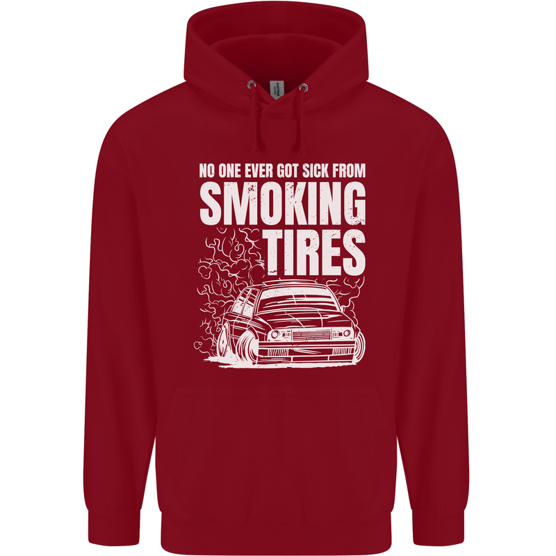 Burning Tires Car Drifting Childrens Kids Hoodie Red