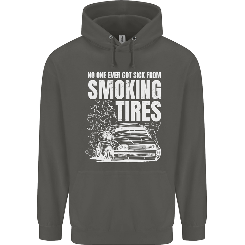 Burning Tires Car Drifting Childrens Kids Hoodie Storm Grey
