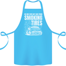 Burning Tires Car Drifting Cotton Apron 100% Organic Turquoise