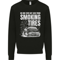 Burning Tires Car Drifting Kids Sweatshirt Jumper Black