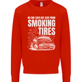 Burning Tires Car Drifting Kids Sweatshirt Jumper Bright Red