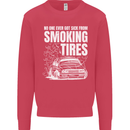 Burning Tires Car Drifting Kids Sweatshirt Jumper Heliconia