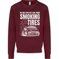Burning Tires Car Drifting Kids Sweatshirt Jumper Maroon