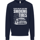 Burning Tires Car Drifting Kids Sweatshirt Jumper Navy Blue