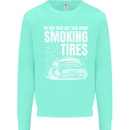 Burning Tires Car Drifting Kids Sweatshirt Jumper Peppermint