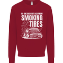 Burning Tires Car Drifting Kids Sweatshirt Jumper Red