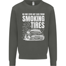 Burning Tires Car Drifting Kids Sweatshirt Jumper Storm Grey