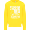 Burning Tires Car Drifting Kids Sweatshirt Jumper Yellow