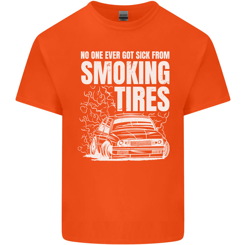 Burning Tires Car Drifting Kids T-Shirt Childrens Orange
