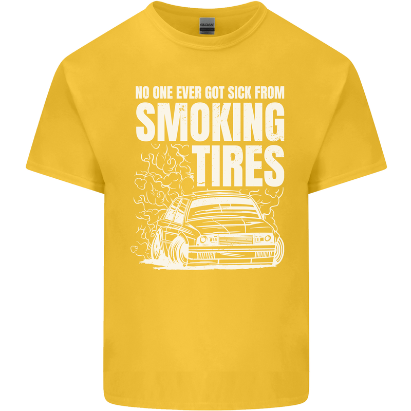 Burning Tires Car Drifting Kids T-Shirt Childrens Yellow
