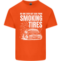 Burning Tires Car Drifting Mens Cotton T-Shirt Tee Top Orange