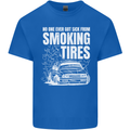 Burning Tires Car Drifting Mens Cotton T-Shirt Tee Top Royal Blue