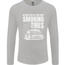 Burning Tires Car Drifting Mens Long Sleeve T-Shirt Sports Grey