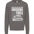 Burning Tires Car Drifting Mens Sweatshirt Jumper Charcoal