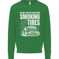 Burning Tires Car Drifting Mens Sweatshirt Jumper Irish Green