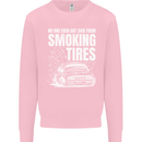 Burning Tires Car Drifting Mens Sweatshirt Jumper Light Pink