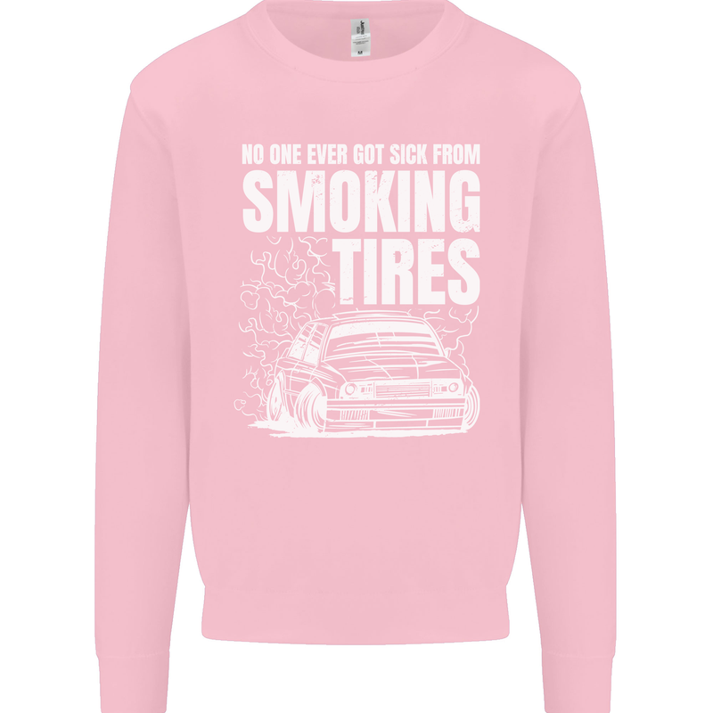 Burning Tires Car Drifting Mens Sweatshirt Jumper Light Pink