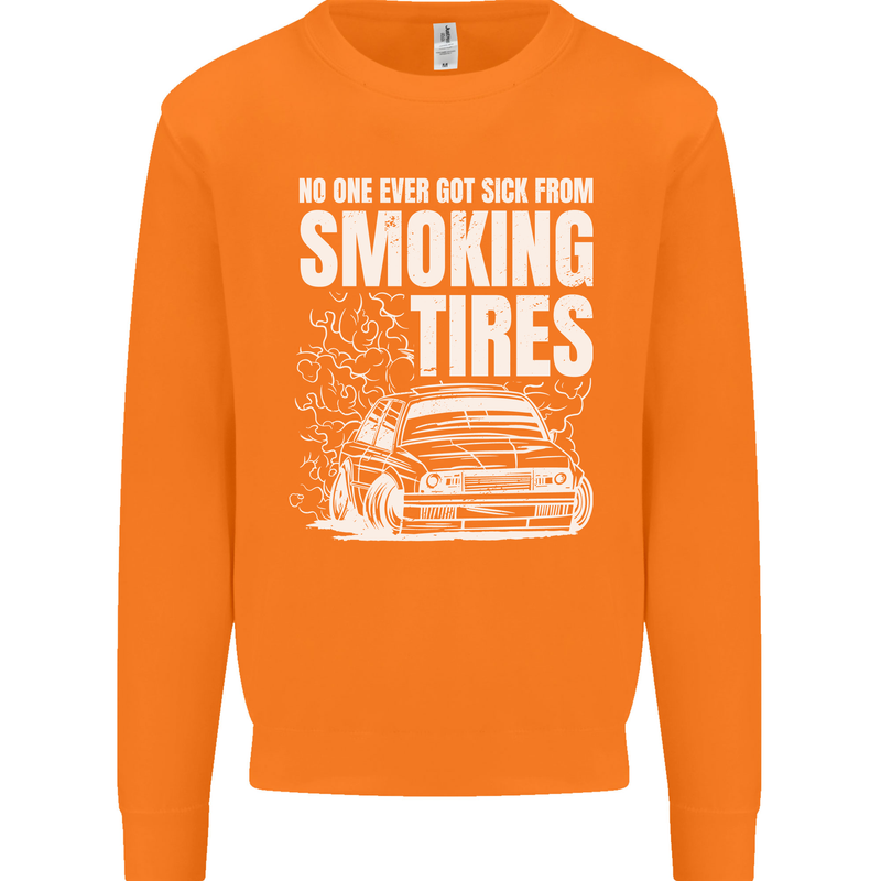 Burning Tires Car Drifting Mens Sweatshirt Jumper Orange