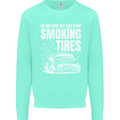 Burning Tires Car Drifting Mens Sweatshirt Jumper Peppermint