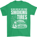 Burning Tires Car Drifting Mens T-Shirt 100% Cotton Irish Green