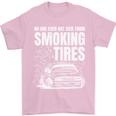 Burning Tires Car Drifting Mens T-Shirt 100% Cotton Light Pink
