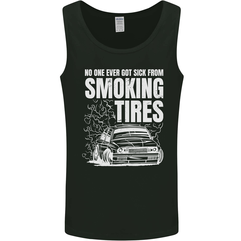 Burning Tires Car Drifting Mens Vest Tank Top Black