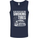 Burning Tires Car Drifting Mens Vest Tank Top Navy Blue