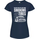 Burning Tires Car Drifting Womens Petite Cut T-Shirt Navy Blue