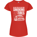 Burning Tires Car Drifting Womens Petite Cut T-Shirt Red