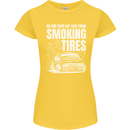 Burning Tires Car Drifting Womens Petite Cut T-Shirt Yellow