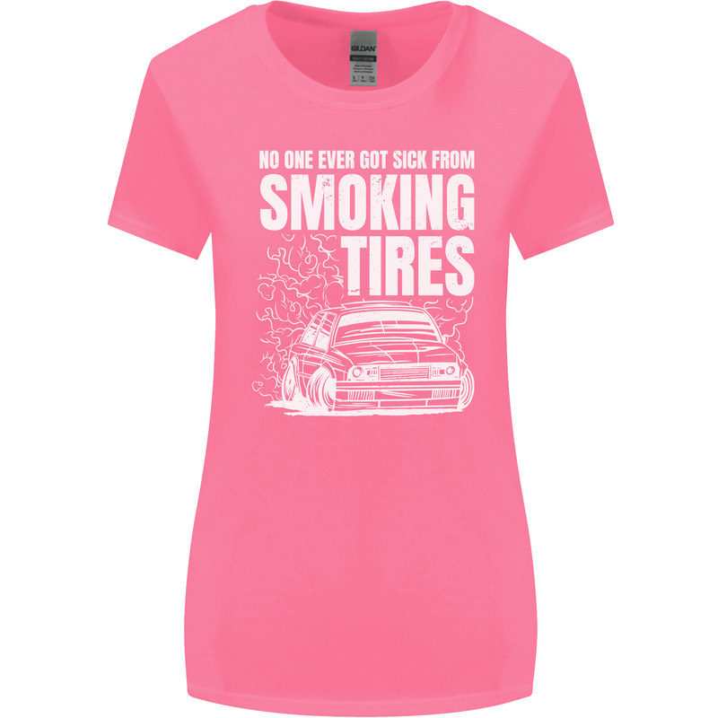 Burning Tires Car Drifting Womens Wider Cut T-Shirt Azalea