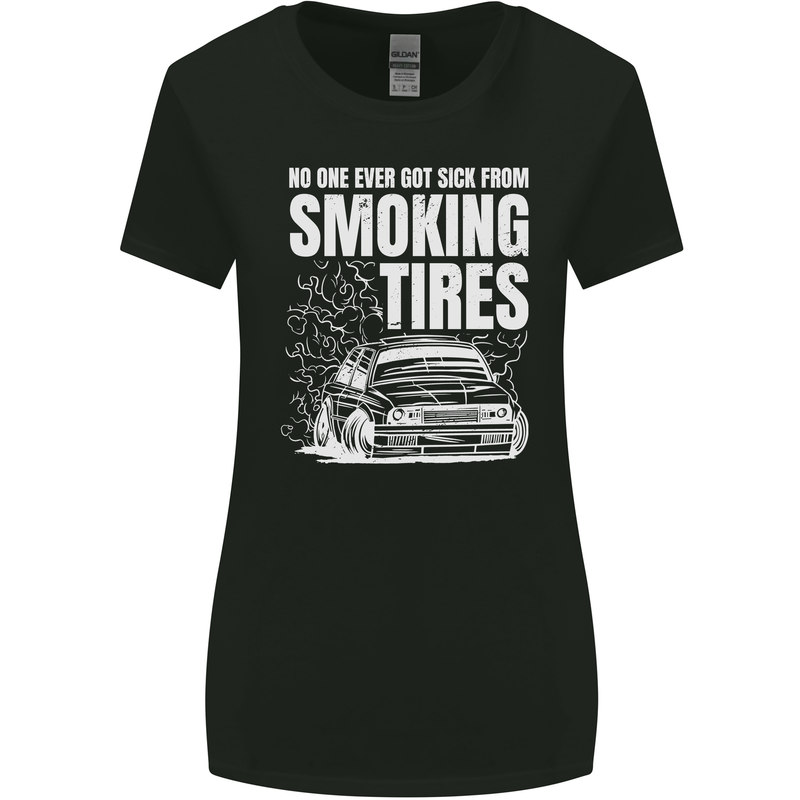 Burning Tires Car Drifting Womens Wider Cut T-Shirt Black