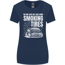 Burning Tires Car Drifting Womens Wider Cut T-Shirt Navy Blue
