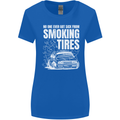 Burning Tires Car Drifting Womens Wider Cut T-Shirt Royal Blue