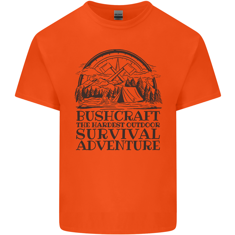 Bushcraft Outdoor Survival Adventure Mens Cotton T-Shirt Tee Top Orange