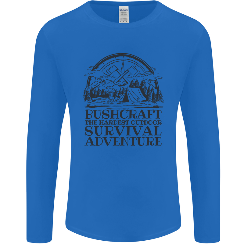Bushcraft Outdoor Survival Adventure Mens Long Sleeve T-Shirt Royal Blue
