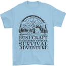 Bushcraft Outdoor Survival Adventure Mens T-Shirt Cotton Gildan Light Blue