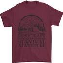 Bushcraft Outdoor Survival Adventure Mens T-Shirt Cotton Gildan Maroon