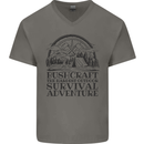 Bushcraft Outdoor Survival Adventure Mens V-Neck Cotton T-Shirt Charcoal