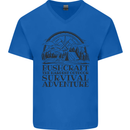 Bushcraft Outdoor Survival Adventure Mens V-Neck Cotton T-Shirt Royal Blue