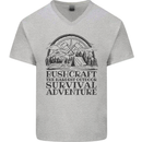 Bushcraft Outdoor Survival Adventure Mens V-Neck Cotton T-Shirt Sports Grey