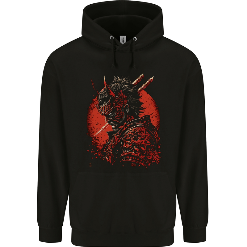 Bushido Samurai Devil Warrior Fantasy Mens 80% Cotton Hoodie Black