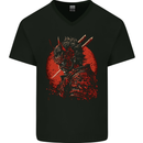 Bushido Samurai Devil Warrior Fantasy Mens V-Neck Cotton T-Shirt Black