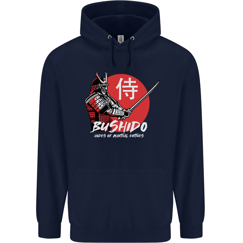 Bushido Samurai Warrior Sword Ronin MMA Childrens Kids Hoodie Navy Blue