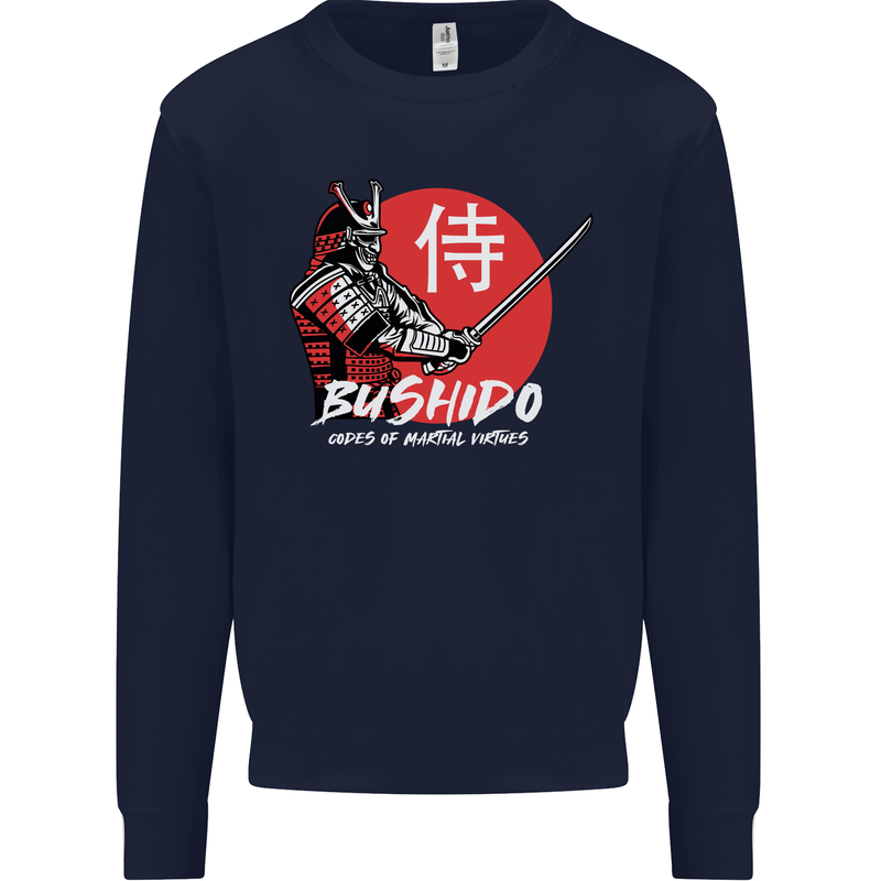 Bushido Samurai Warrior Sword Ronin MMA Kids Sweatshirt Jumper Navy Blue