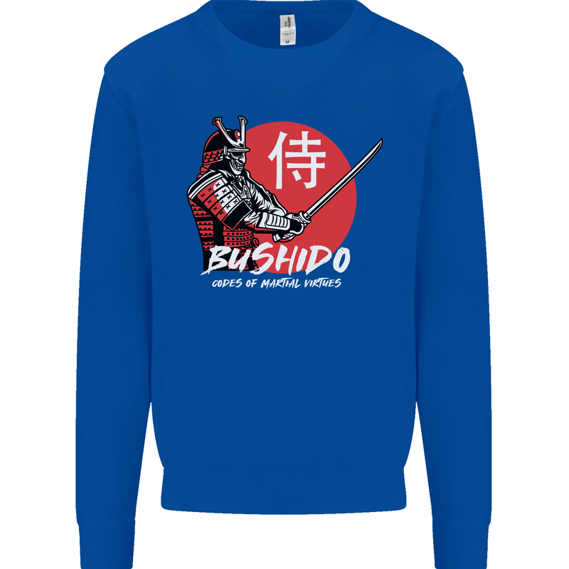 Bushido Samurai Warrior Sword Ronin MMA Kids Sweatshirt Jumper Royal Blue