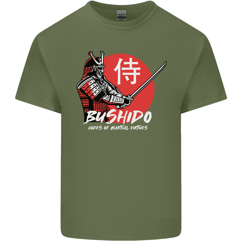 Bushido Samurai Warrior Sword Ronin MMA Mens Cotton T-Shirt Tee Top Military Green