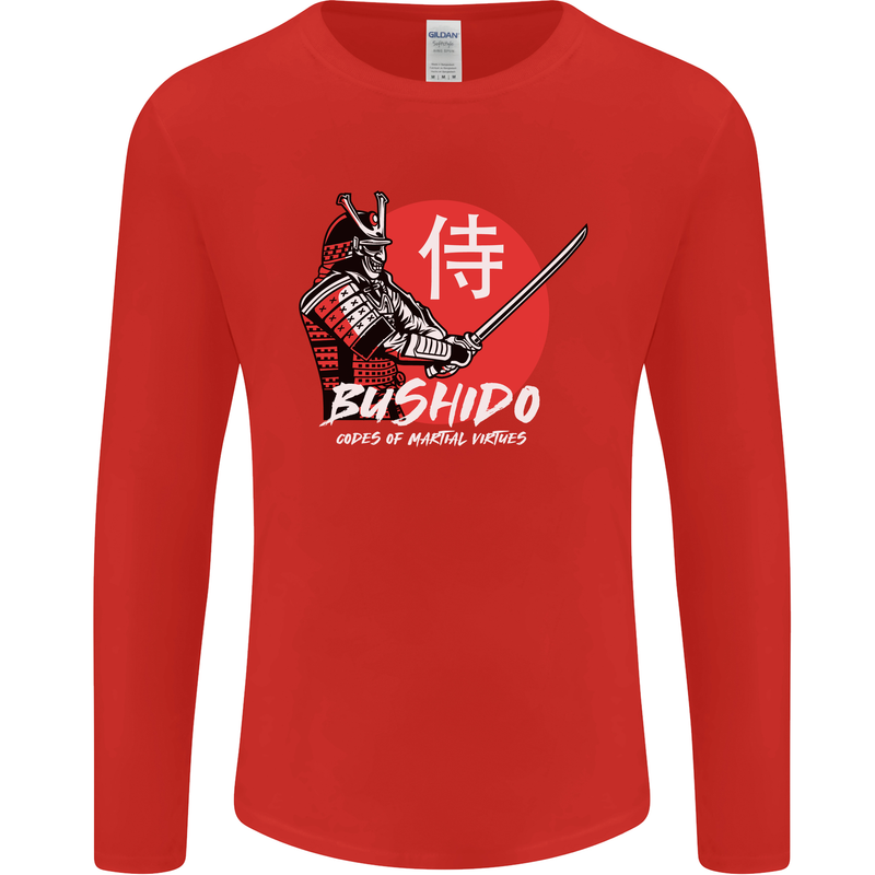 Bushido Samurai Warrior Sword Ronin MMA Mens Long Sleeve T-Shirt Red